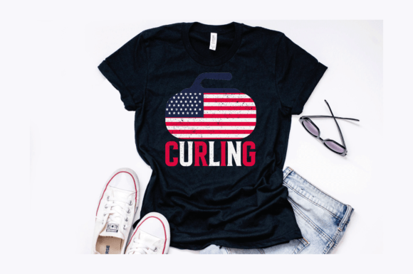 American Flag Curling Stone Design for Your Next Project