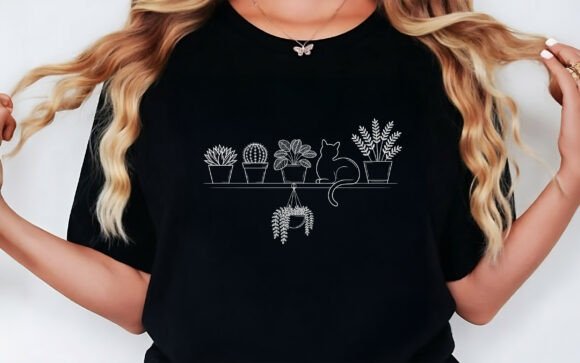 Charming Plant Cat Lover Design: A Versatile SVG & PNG Asset