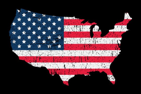 Distressed USA Vintage Flag Map Design: Patriotic Graphic for Projects