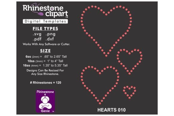 Sparkling Design: Unlocking Rhinestone Template Design HEARTS 010