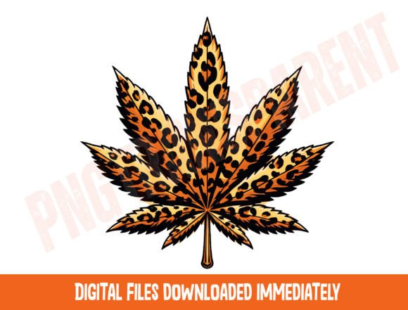 Unleash Your Wild Side with Leopard Print Cannabis Leaf PNGs